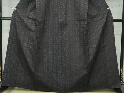 平和屋本店▽極上 紬 単衣 経錦 いろは唄 消炭色地 反端付き 逸品 CZAA3119s5