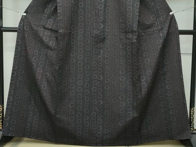 平和屋本店▽極上 紬 単衣 経錦 いろは唄 消炭色地 反端付き 逸品 CZAA3119s5