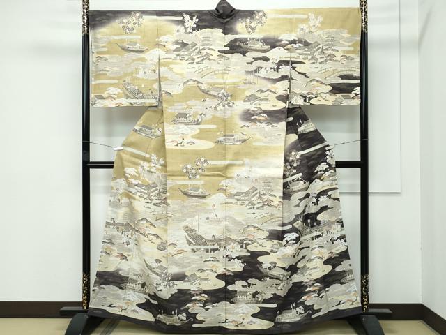 平和屋本店■極上　染織の名門　しょうざん  生紬　訪問着　風景文　逸品　CZAA3120s5