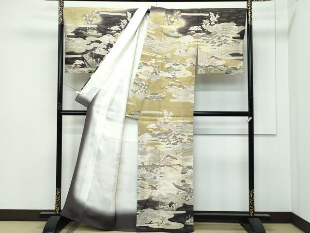 平和屋本店■極上　染織の名門　しょうざん  生紬　訪問着　風景文　逸品　CZAA3120s5
