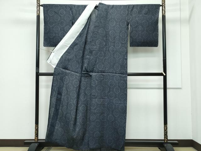 平和屋本店■極上　夏物　重要無形文化財　本場宮古上布　格子草花文　証紙付き　苧麻　逸品　未使用　CZAA3121s5