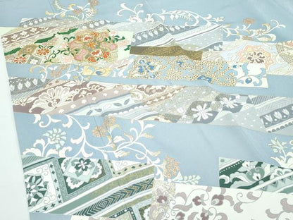 平和屋本店■極上　創業460年・千總　色留袖　刺繍　正倉院花唐草文　金彩　青磁鼠色地　高島屋扱い　逸品　CZAA3126s5