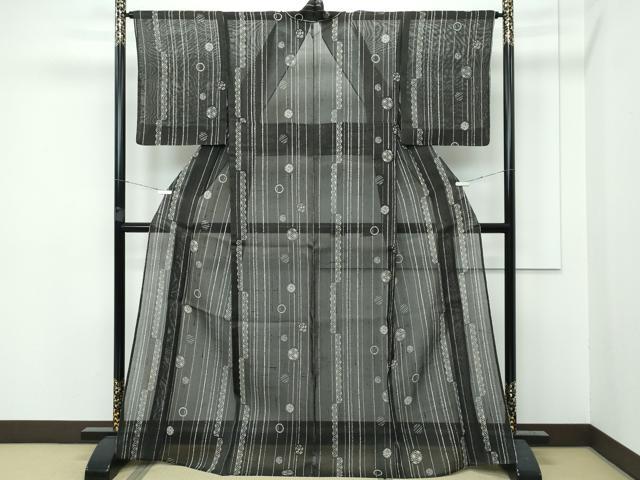 平和屋着物＊極上 夏物 絹芭蕉 吉祥丸文 藍海松茶色地 逸品 未使用 CZAA3133s5