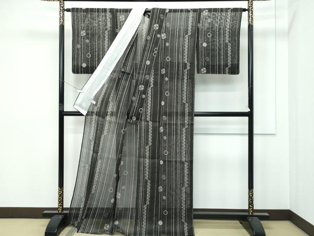 平和屋着物＊極上 夏物 絹芭蕉 吉祥丸文 藍海松茶色地 逸品 未使用 CZAA3133s5