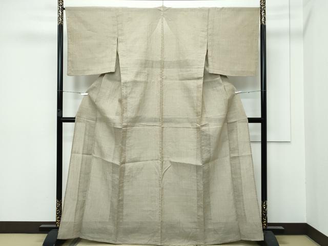 平和屋着物＊極上 夏物 本場小千谷ちぢみ 色無地 利休茶色 証紙付き 逸品 CZAA3138s5