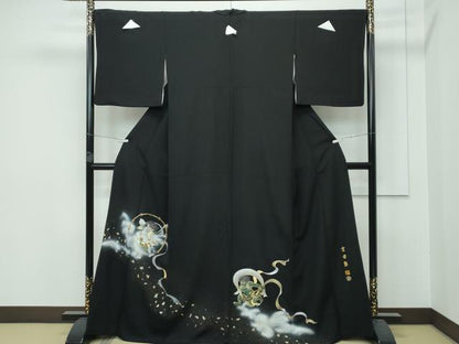 平和屋本店■極上　螺鈿作家　藤本隆士　雲母塾　黒留袖　風神雷神　金彩　さが美扱い　逸品　未使用　CZAA3142s5