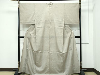 平和屋着物＊極上 夏物 本場大島紬 夏大島 編格子 灰汁色地 さが美扱い 寿紬工場 証紙付き 逸品 CZAA3144s5