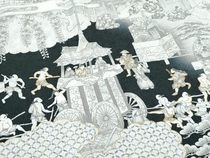 平和屋本店■極上　訪問着　作家物　中国三大刺繍　スワトウ刺繍　人物風景文　金糸　逸品　CZAA3145s5