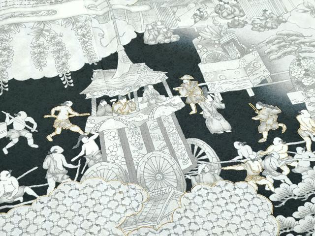 平和屋本店■極上　訪問着　作家物　中国三大刺繍　スワトウ刺繍　人物風景文　金糸　逸品　CZAA3145s5