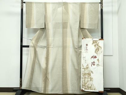 平和屋着物＊極上 夏物 銀座もとじ 小紋 紗 立波文 間道 たとう紙付き 逸品 未使用 CZAA3147s5