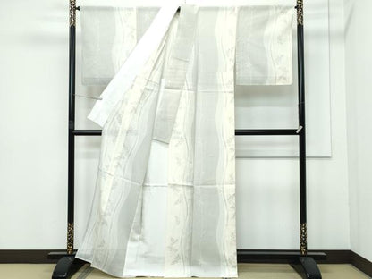平和屋着物＊極上　夏物　本場真綿絢結城紬　夏結城　100亀甲　葡萄草木文　砥粉色地　証紙付き　逸品　未使用　CZAA3149s5