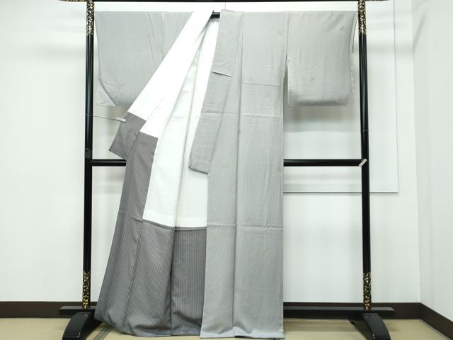 平和屋着物●極上　伝統工芸士　寺山存男　江戸小紋　毛萬筋　藍海松茶×砂色　寿光織　本金　反端付き　逸品　未使用　CZAA3150s5