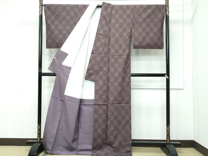 平和屋着物●極上 結城紬 奥順 100亀甲 繭の華 江戸鼠色地 証紙・証明書付き 逸品 未使用 CZAA3152s5