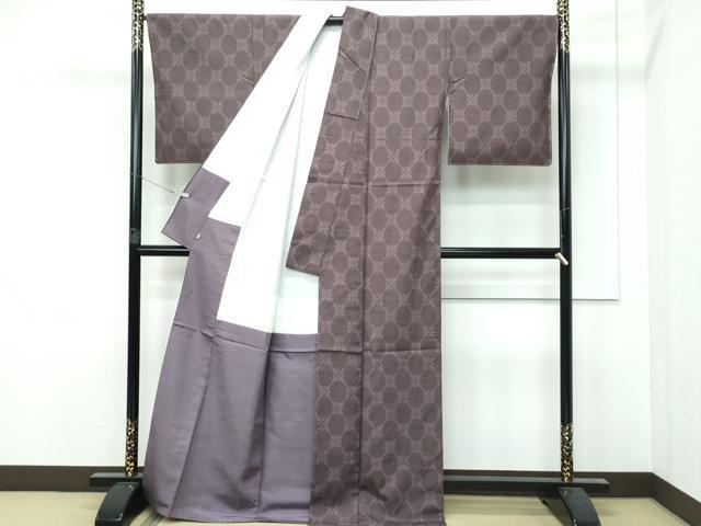 平和屋着物●極上 結城紬 奥順 100亀甲 繭の華 江戸鼠色地 証紙・証明書付き 逸品 未使用 CZAA3152s5
