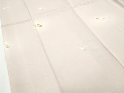 平和屋着物■極上　京加賀友禅　百貫石峰　小紋　蛍暈し　草花文　白茶色地　反端付き　逸品　未使用　CZAA3153s5