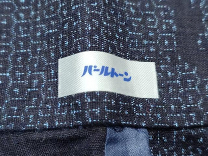 平和屋着物▽極上 本場結城紬 重要無形文化財 単衣 80亀甲 雲重ね文 濃紺地 証紙付き 逸品 CZAA3156s5