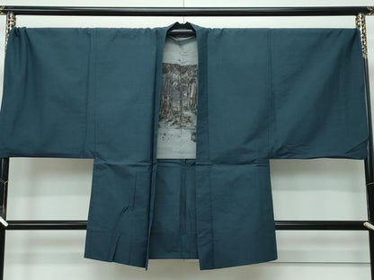 平和屋着物▽極上 男性 紬 アンサンブル 単衣 キングサイズ 色無地 百入茶色 逸品 CZAA3159s5