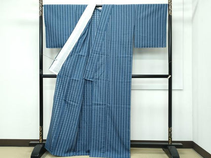 平和屋本店＊希少 沖縄県最高級織物 夏物 首里花倉織 首里織 花織・絽織・紗織 間道 鉄御納戸色地 逸品 未使用 CZAA3164s5