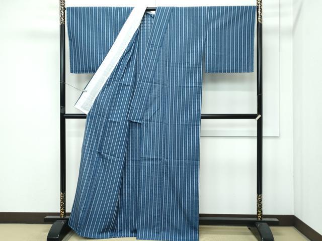 平和屋本店＊希少 沖縄県最高級織物 夏物 首里花倉織 首里織 花織・絽織・紗織 間道 鉄御納戸色地 逸品 未使用 CZAA3164s5