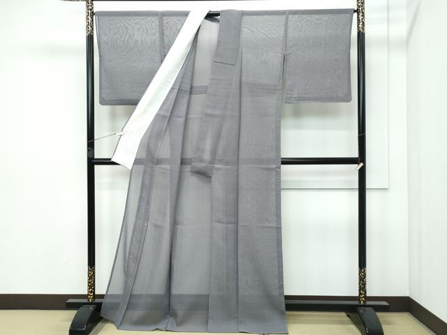 平和屋着物＊極上 夏物 紗紬 十字絣 灰色地 逸品 CZAA3169s5