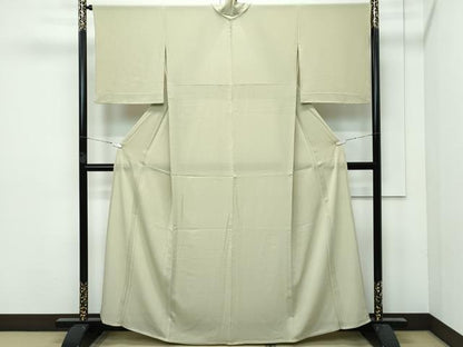 平和屋着物＊極上 夏物 色無地 絽縮緬 枯草色 逸品 CZAA3170s5