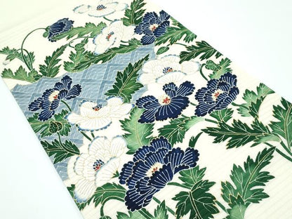 平和屋本店■超希少　夏物　東京友禅　久呂田明功　九寸開き名古屋帯　絽縮緬　牡丹　金彩　逸品　CZAA3174s5