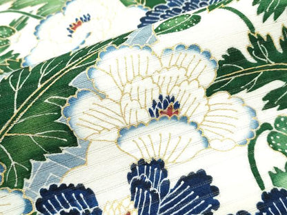 平和屋本店■超希少　夏物　東京友禅　久呂田明功　九寸開き名古屋帯　絽縮緬　牡丹　金彩　逸品　CZAA3174s5