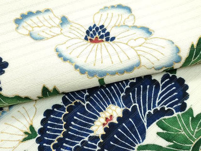 平和屋本店■超希少　夏物　東京友禅　久呂田明功　九寸開き名古屋帯　絽縮緬　牡丹　金彩　逸品　CZAA3174s5