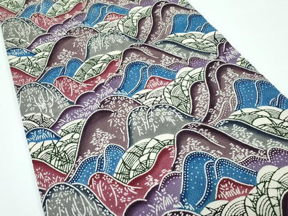 平和屋本店■最高級　城間栄順　本場琉球紅型　九寸開き名古屋帯　遠山文　鬼しぼ縮緬　逸品　CZAA3177s5