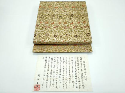 平和屋着物■極上　龍村晋謹製　全通柄袋帯　唐織　名物早雲寺銀欄錦　金糸　証紙付き　逸品　CZAA3186s5