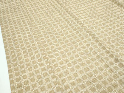 平和屋本店▽極上 石川県指定無形文化財 牛首紬 白山工房 手織り 単衣 幾何学文様 証紙付き 逸品 未使用 CZAA3200s5
