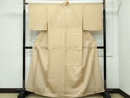 平和屋着物＊極上 夏物 色無地 榛色 絽縮緬 伊と幸 反端付き 逸品 CZAA3201s5