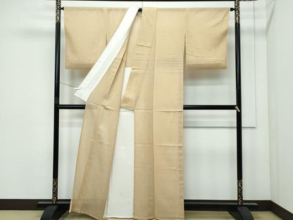 平和屋着物＊極上 夏物 色無地 榛色 絽縮緬 伊と幸 反端付き 逸品 CZAA3201s5
