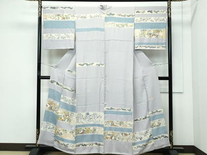 平和屋着物■極上　十日町　名門青柳謹製　絞麗舎　訪問着　駒刺繍　辻が花　金彩　枯野色地　逸品　未使用　CZAA3211s5