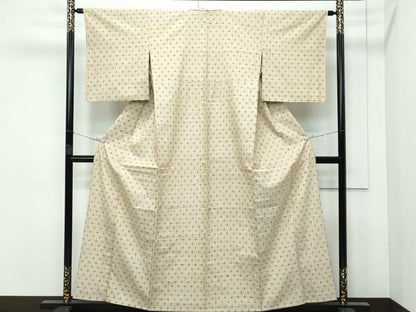 平和屋着物▽極上 紬 単衣 十字絣 枯色地 逸品 CZAA3212s5