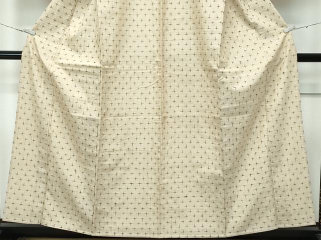 平和屋着物▽極上 紬 単衣 十字絣 枯色地 逸品 CZAA3212s5