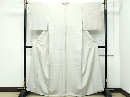 平和屋着物●極上 色無地 砂色 鳳凰花唐草文地紋 逸品 CZAA3221s5