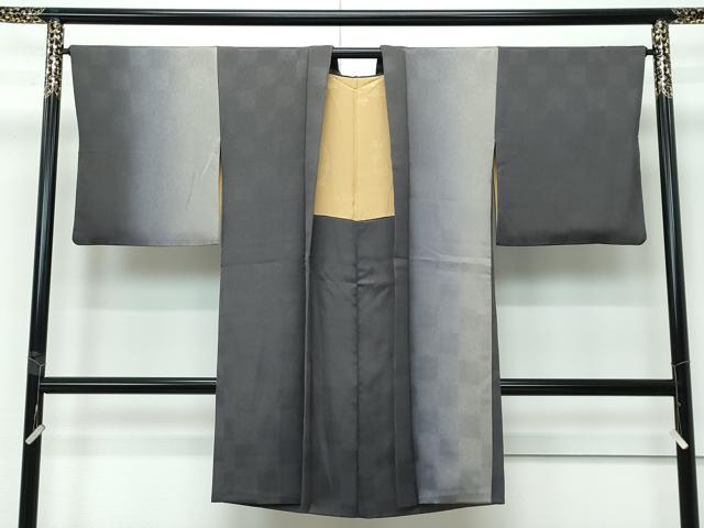 平和屋着物＃極上 長羽織 市松地紋 暈し染め 逸品 CZAA3224s5