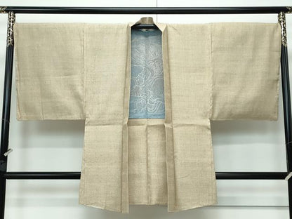 平和屋本店■極上　男性　結城紬　アンサンブル　100亀甲　総詰め　榛色地　逸品　CZAA3232s5
