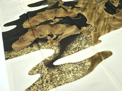 平和屋本店●極上　ジャパンオートクチュール　渡辺雪三郎　訪問着　刺繍　松　黒地　金彩　逸品　CZAA5557s6