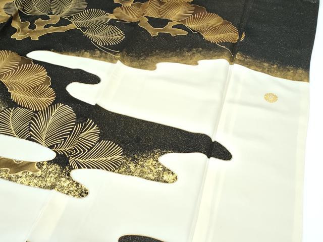平和屋本店●極上　ジャパンオートクチュール　渡辺雪三郎　訪問着　刺繍　松　黒地　金彩　逸品　CZAA5557s6
