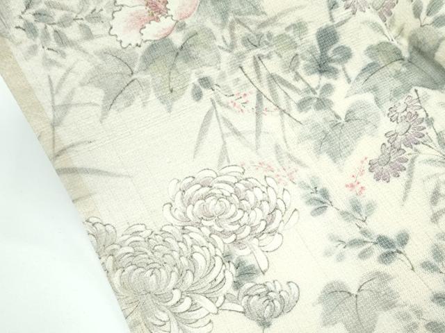 平和屋着物＊極上 夏物 訪問着 紗紬 手描き 草花文 砥粉色地 逸品 未使用 CZAA3243s5