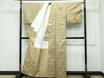 平和屋本店■極上　伝統工芸士　曽根武勇　工芸染織宮下　訪問着　お召地　吉祥飛鶴丸文　金糸　たとう紙付き　逸品　CZAA3257s5