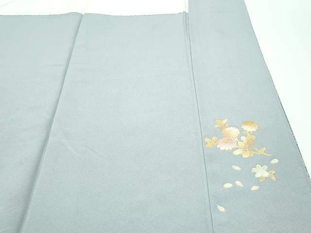 平和屋着物●極上　金彩友禅　卓越技能者・名工・和田光正　訪問着　草花文　暈し染め　金彩　青磁鼠色地　逸品　未使用　CZAA3259s5