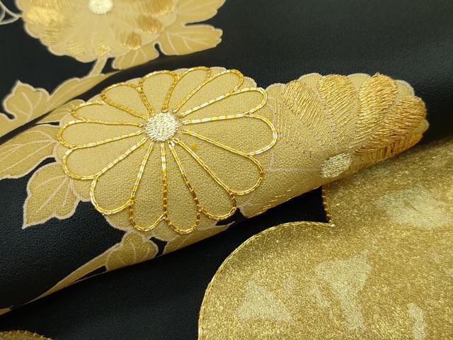 平和屋本店■最高級　訪問着　駒刺繍　雲取り枝梅文　黒地　本金箔　逸品　CZAA3262s5