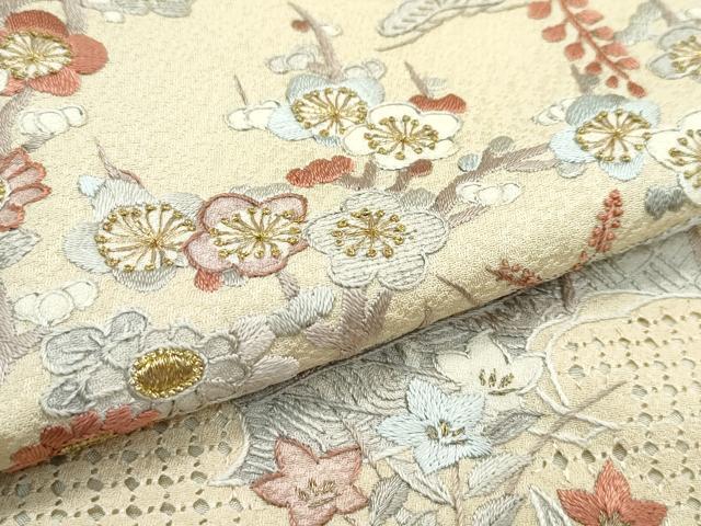 平和屋本店■極上　訪問着　総刺繍　中国三大刺繍　スワトウ相良刺繍　草花風景文　金糸　枯色地　逸品　CZAA3263s5