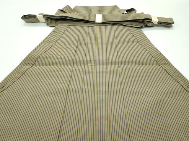 平和屋本店■極上　男性　人間国宝　甲田綏郎　精好仙台平　馬乗り袴　縞　本場仙台平工場　証紙付き　逸品　未使用　CZAA3265s5
