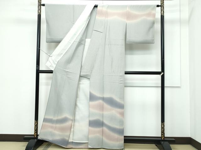 平和屋着物■極上　十日町　加賀草木友禅の第一人者　田村哲彦　訪問着　単衣　霞文　暈し染め　逸品　CZAA3269s5
