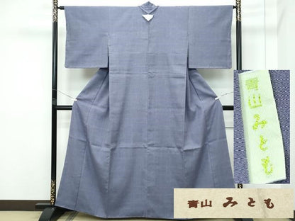 平和屋本店●極上　青山みとも　本場結城紬　重要無形文化財　色無地　葡萄鼠色　たとう紙付き　逸品　未使用　CZAA3274s5