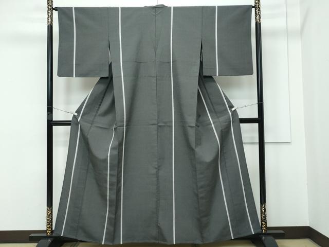 平和屋着物▽極上　本塩沢　やまだ織　単衣　黒地　関なつ子作　証紙・反端付き　逸品　CZAA3278s5